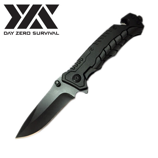 Spring Assisted Opening BLACK Tactical Rescue Folding Pocket Knife - Tophatter's Army Products & Self Defense Collectible Weapons - Tophatter Daily Deals